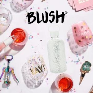 Blush Glimmer Silver Silicone Water Bottle